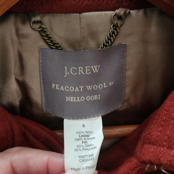 J Crew Wool Peacoat Nello Gori Henna Red Size 6 - Picture 3 of 8